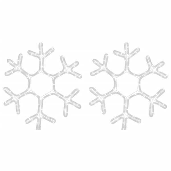 vidaXL V&aacute;nočn&iacute; sněhov&eacute; vločky 2 ks s tepl&yacute;mi b&iacute;l&yacute;mi LED 38 x 37 cm