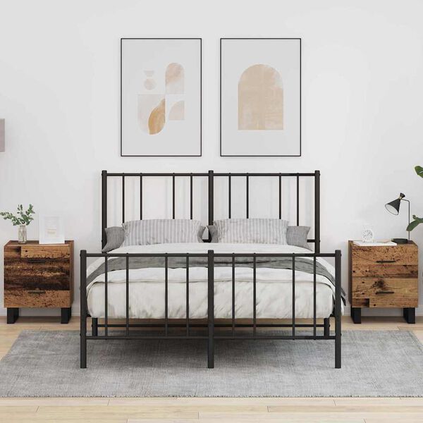 vidaXL Nočn&iacute; skř&iacute;ňka 2 pcs Star&eacute; dřevo a čern&aacute; 40 x 35 x 47,5 cm