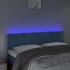 vidaXL Čelo postele s LED tmavě modr&eacute; 144x5x78/88 cm samet