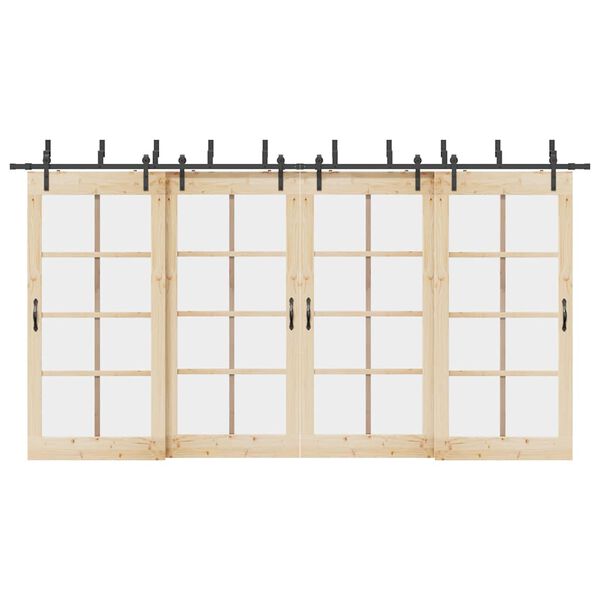 vidaXL Sada př&iacute;slu&scaron;enstv&iacute; pro posuvn&eacute; dveře 427 cm ocelov&aacute; čern&aacute;