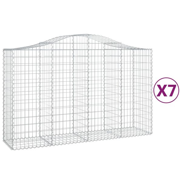 vidaXL Klenut&eacute; gabionov&eacute; ko&scaron;e 7 ks 200x50x120/140cm pozinkovan&eacute; železo