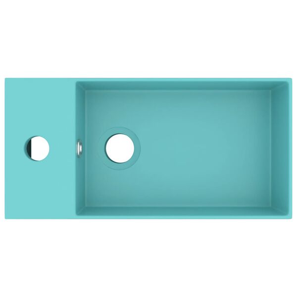 vidaXL Koupelnov&eacute; umyvadlo s přepadem keramick&eacute; světle zelen&eacute;