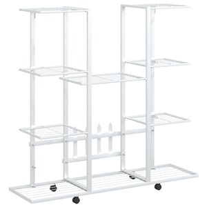 vidaXL Stojan na květiny s kolečky 94,5 x 24,5 x 91,5 cm b&iacute;l&yacute; železo