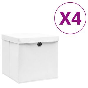 vidaXL &Uacute;ložn&eacute; boxy s v&iacute;ky 4 ks 28 x 28 x 28 cm b&iacute;l&eacute;