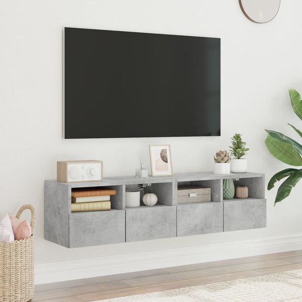 vidaXL N&aacute;stěnn&eacute; TV skř&iacute;ňky 2 ks betonově &scaron;ed&eacute; 60 x 30 x 30 cm kompozit