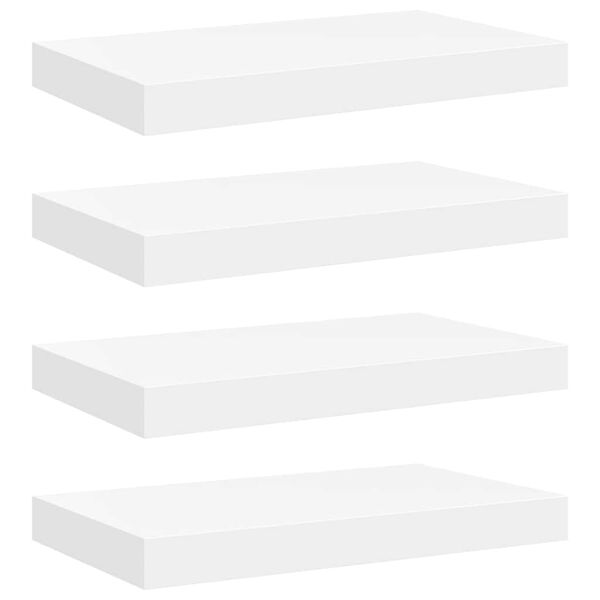 vidaXL Plovouc&iacute; n&aacute;stěnn&eacute; police 4 ks b&iacute;l&eacute; 40 x 23 x 3,8 cm MDF
