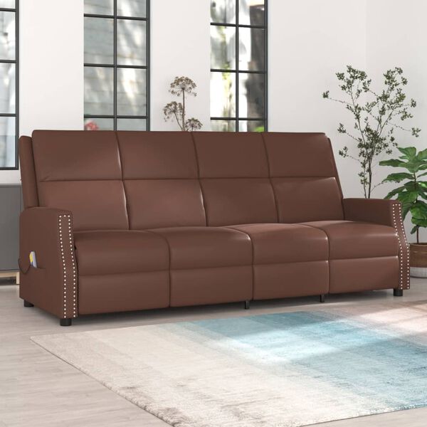 vidaXL 4m&iacute;stn&eacute; mas&aacute;žn&iacute; polohovac&iacute; křeslo hněd&eacute; uměl&aacute; kůže