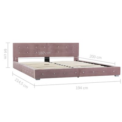 vidaXL Rám postele růžový samet 180 x 200 cm