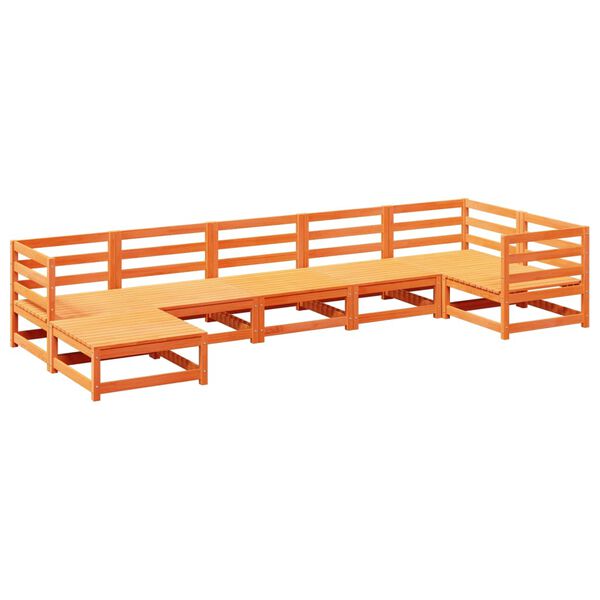 vidaXL 7d&iacute;ln&aacute; zahradn&iacute; sedac&iacute; souprava voskově hněd&aacute; masivn&iacute; borovice