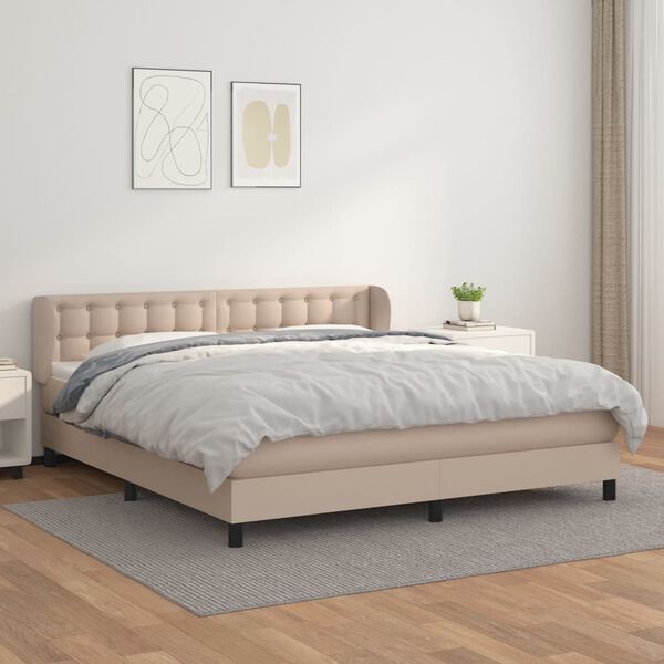 vidaXL Box spring postel s matrac&iacute; cappuccino 180 x 200 cm uměl&aacute; kůže