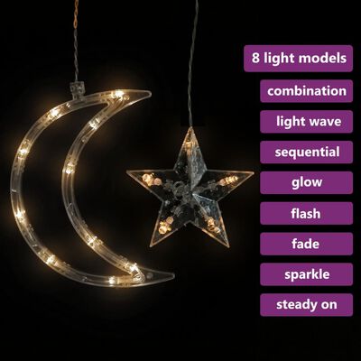 vidaXL Pohádková světla hvězda a měsíc ovladač 138 LED teplá bílá