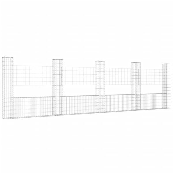 vidaXL Gabionov&yacute; ko&scaron; ve tvaru U s 5 sloupky železo 500 x 20 x 150 cm