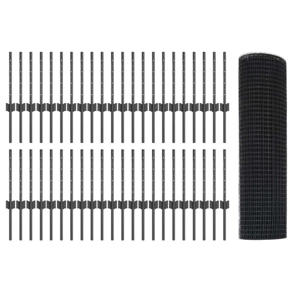 vidaXL Plot s sloupkem &Scaron;ed&aacute; 0,4 x 100 m Ocel a PVC