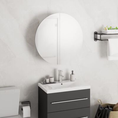 vidaXL Koupelnová skříňka s kulatým zrcadlem a LED bílá 40x40x17,5 cm