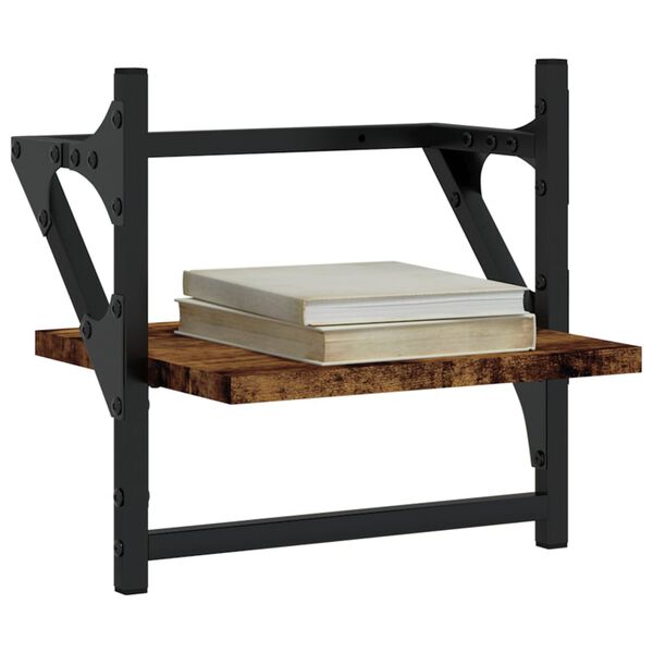 vidaXL Nástěnné police s tyčemi 2 ks kouřový dub 30 x 25 x 30 cm