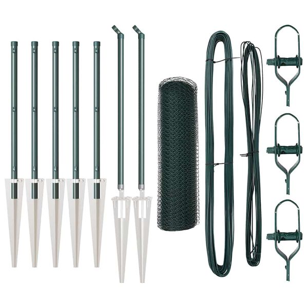 vidaXL Plotov&yacute; sloupek. Zelen&aacute; 10 x 0,4 m (s&iacute;ť 13 mm) Ocel a PVC