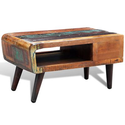 vidaXL Konferenční stolek zaoblený tvar 1 zásuvka recyklované dřevo
