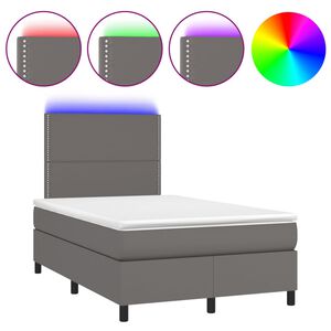 vidaXL Box spring postel s matrac&iacute; a LED &scaron;ed&aacute; 120 x 190 cm uměl&aacute; kůže