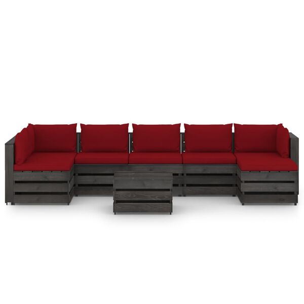 vidaXL 8d&iacute;ln&aacute; zahradn&iacute; souprava s podu&scaron;kami &scaron;edě impregnovan&eacute; dřevo