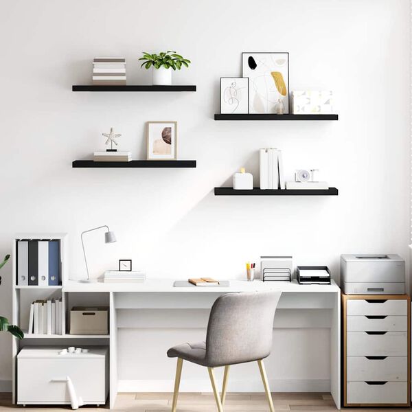 vidaXL Plovouc&iacute; n&aacute;stěnn&eacute; police 4 ks čern&eacute; 80 x 23,5 x 3,8 cm MDF