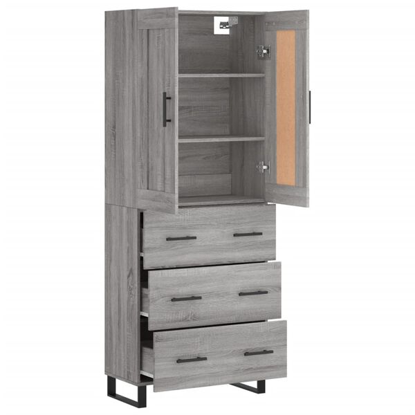 vidaXL Skř&iacute;ň highboard &scaron;ed&aacute; sonoma 69,5 x 34 x 180 cm kompozitn&iacute; dřevo