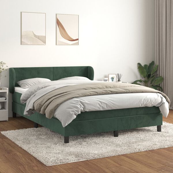 vidaXL Box spring postel s matrac&iacute; tmavě zelen&aacute; 140x190 cm samet
