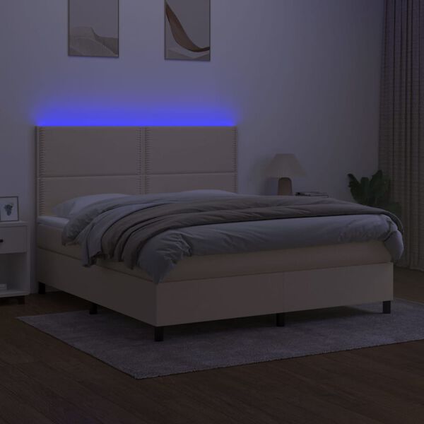 vidaXL Box spring postel s matrac&iacute; a LED kr&eacute;mov&aacute; 160x200 cm textil
