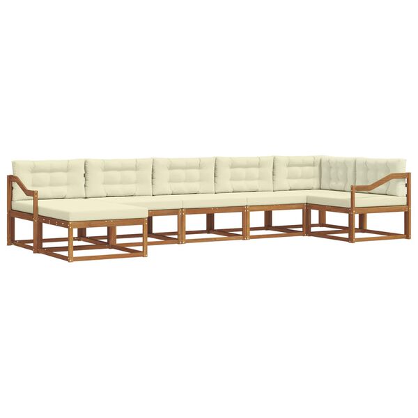 vidaXL Venkovn&iacute; pohovkov&aacute; souprava 7 pcs Přirozen&aacute; a Kr&eacute;mov&aacute;