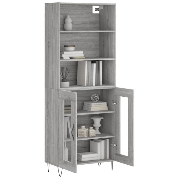 vidaXL Skř&iacute;ň highboard &scaron;ed&aacute; sonoma 69,5 x 34 x 180 cm kompozitn&iacute; dřevo