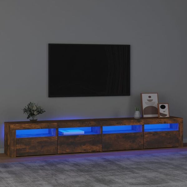 vidaXL TV skř&iacute;ňka s LED osvětlen&iacute;m kouřov&yacute; dub 240x35x40 cm
