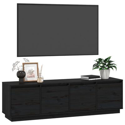 vidaXL TV skříňka černá 156 x 37 x 45 cm masivní borové dřevo