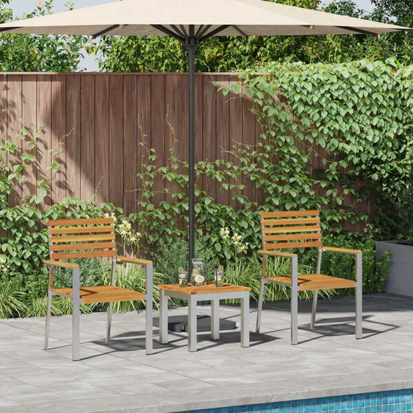 vidaXL Zahradníjídelníset 3 pcs Hnědá Masivní teakové dřevo