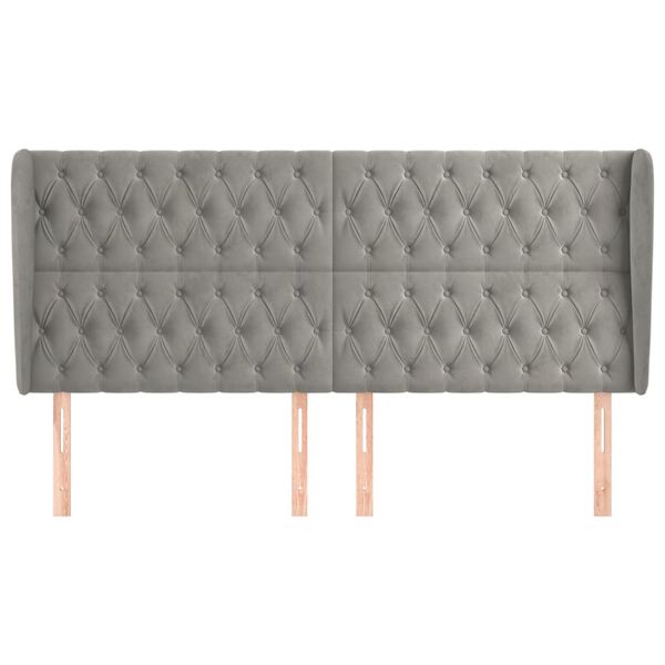 vidaXL Čelo postele typu ušák světle šedé 203x23x118/128 cm samet