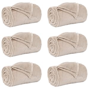 vidaXL Dekoračn&iacute; deky 6 ks B&eacute;žov&aacute; 240 x 270 cm 9.93 kg Fleece