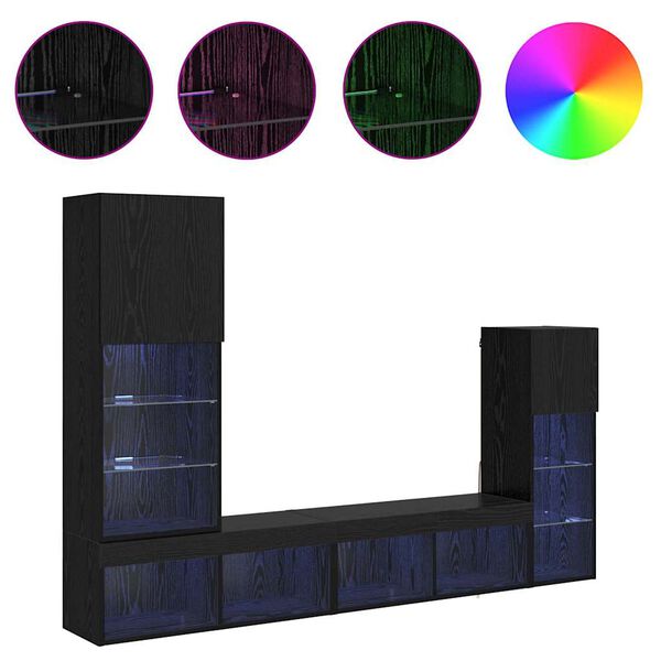 vidaXL N&aacute;bytkov&eacute; stěny pro TV 4 pcs Čern&yacute; dub kompozitn&iacute; dřevo