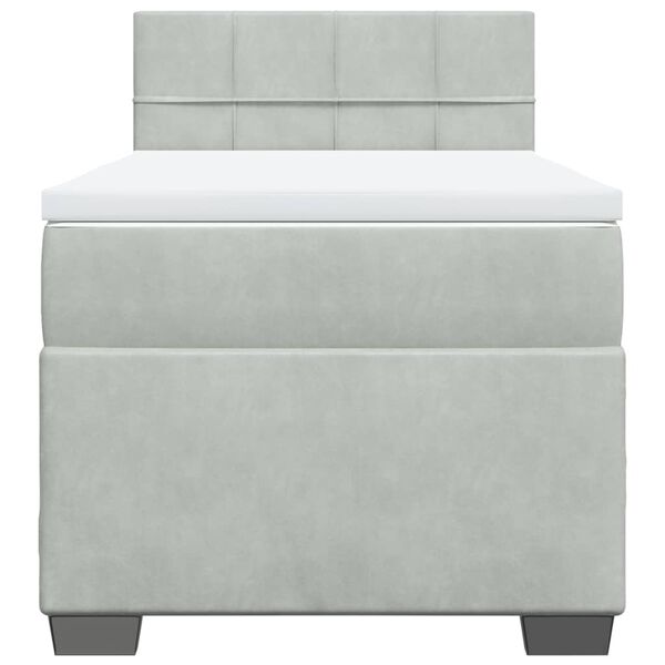 vidaXL Box spring postel s matrac&iacute; světle &scaron;ed&aacute; 90x200 cm samet