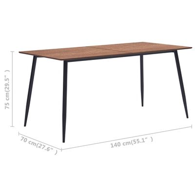 vidaXL Jídelní stůl hnědý 140 x 70 x 75 cm MDF