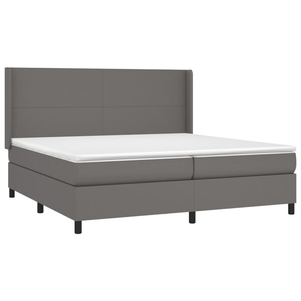 vidaXL Box spring postel s matrac&iacute; &scaron;ed&aacute; 200x200 cm uměl&aacute; kůže