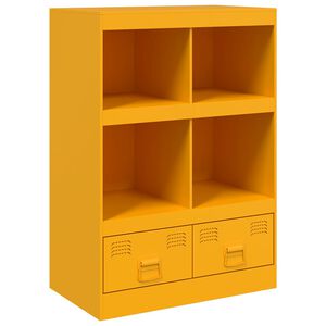 vidaXL Highboard hořčicově žlut&yacute; 67 x 39 x 95 cm ocel