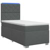 vidaXL Box spring postel s matrac&iacute; a LED Tmavě &scaron;ed&aacute; 90 x 190 cm Textil
