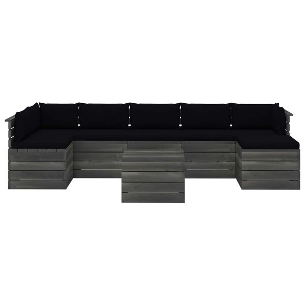 vidaXL 8d&iacute;ln&aacute; zahradn&iacute; sedac&iacute; souprava z palet + podu&scaron;ky borov&eacute; dřevo