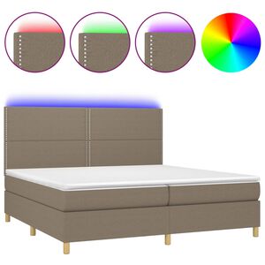 vidaXL Box spring postel s matrac&iacute; a LED taupe 200x200 cm textil