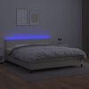 vidaXL Box spring postel s matrac&iacute; a LED kr&eacute;mov&aacute; 160x200 cm uměl&aacute; kůže