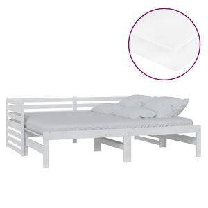 vidaXL V&yacute;suvn&aacute; denn&iacute; postel 2 &times; (90x200 cm) b&iacute;l&aacute; masivn&iacute; borov&eacute; dřevo
