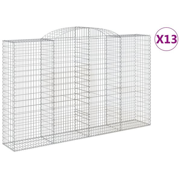 vidaXL Klenuté gabionové koše 13ks 300x50x180/200cm pozinkované železo