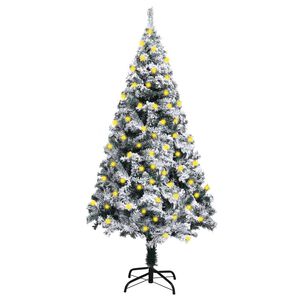 vidaXL Uměl&yacute; v&aacute;nočn&iacute; stromek s LED osvětlen&iacute;m zasněžen&yacute; zelen&yacute; 180 cm