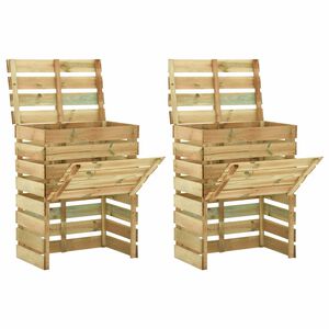 vidaXL Prkenn&yacute; zahradn&iacute; kompost&eacute;r 2 pcs Zelen&aacute; 110 x 58 x 113 cm