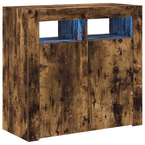 vidaXL Př&iacute;born&iacute;k s LED osvětlen&iacute;m kouřov&yacute; dub 80 x 35 x 75 cm