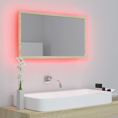 vidaXL LED koupelnové zrcadlo dub sonoma 80 x 8,5 x 37 cm akrylové