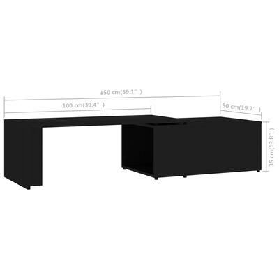vidaXL Konferenční stolek černý 150 x 50 x 35 cm dřevotříska